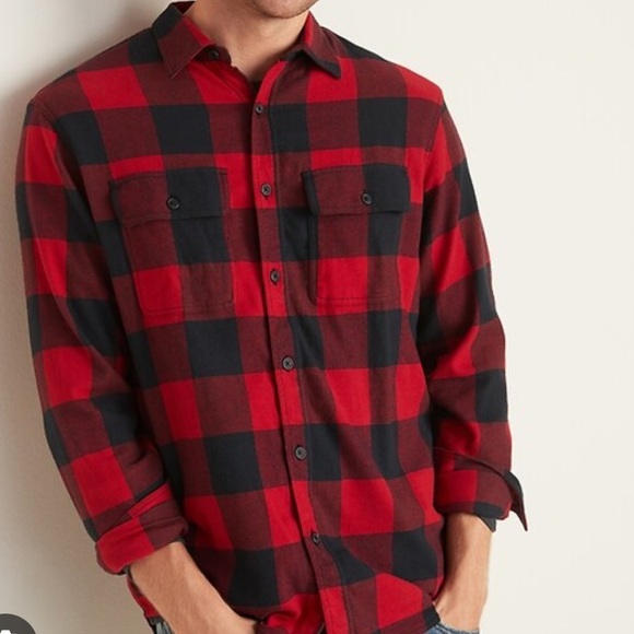 Old Navy regular fit built in flex Buffalo plaid button down - Picture 1 of 1